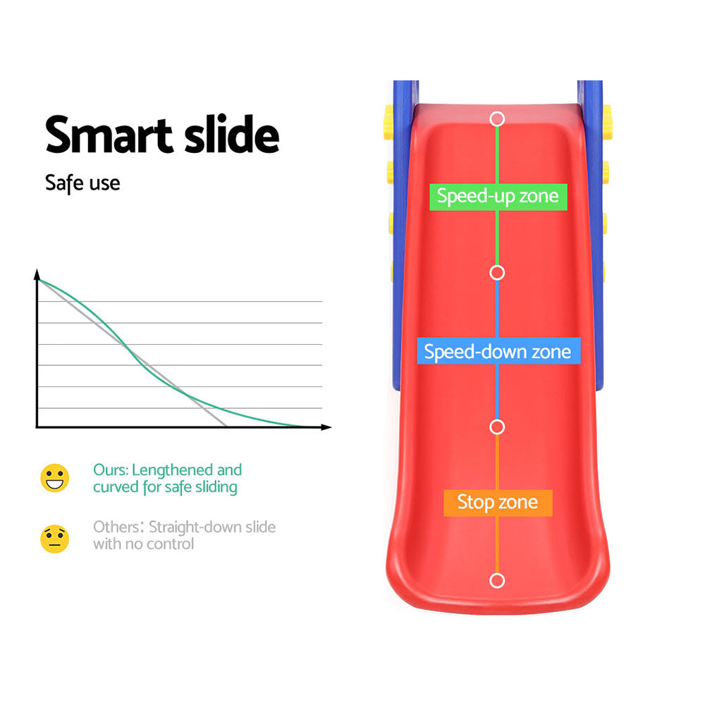 Keezi Kids Slide Swing Set Basketball Hoop Outdoor Playground Toys 120cm Blue 6