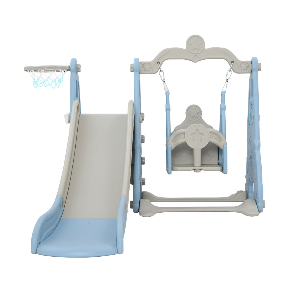 Keezi Kids Slide Swing Set Basketball Hoop Outdoor Playground Toys 170cm Blue 3