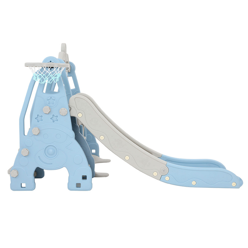 Keezi Kids Slide Swing Set Basketball Hoop Outdoor Playground Toys 170cm Blue 4