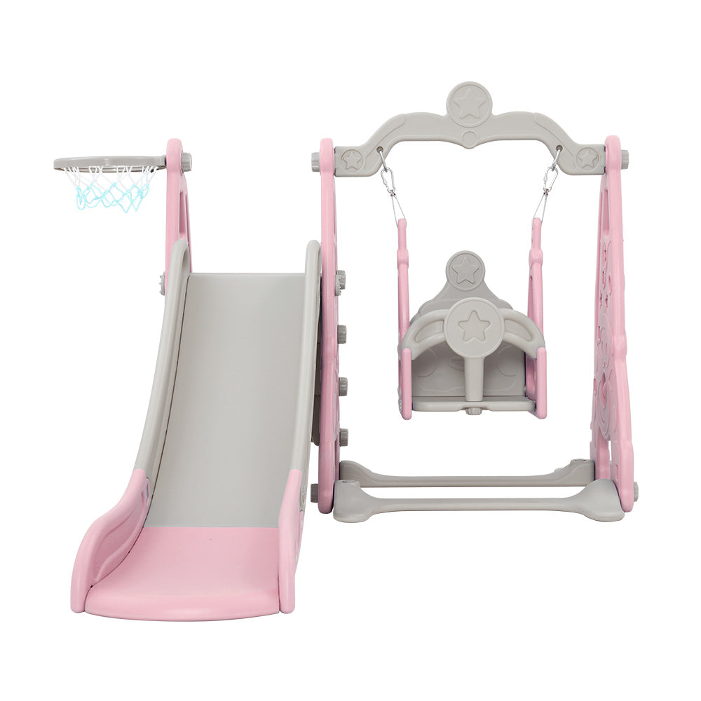Keezi Kids Slide Swing Set Basketball Hoop Outdoor Playground Toys 170cm Pink 3