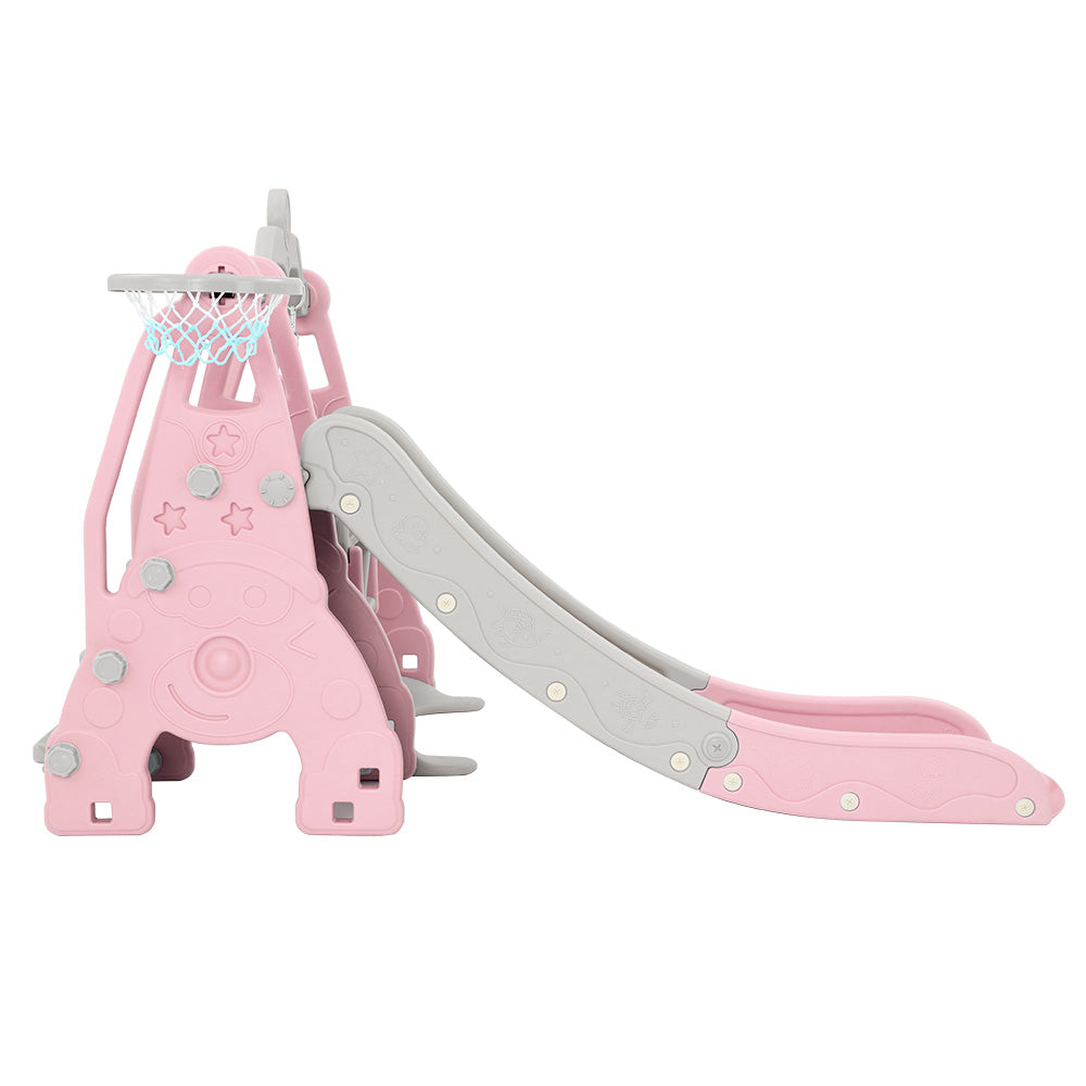 Keezi Kids Slide Swing Set Basketball Hoop Outdoor Playground Toys 170cm Pink 4