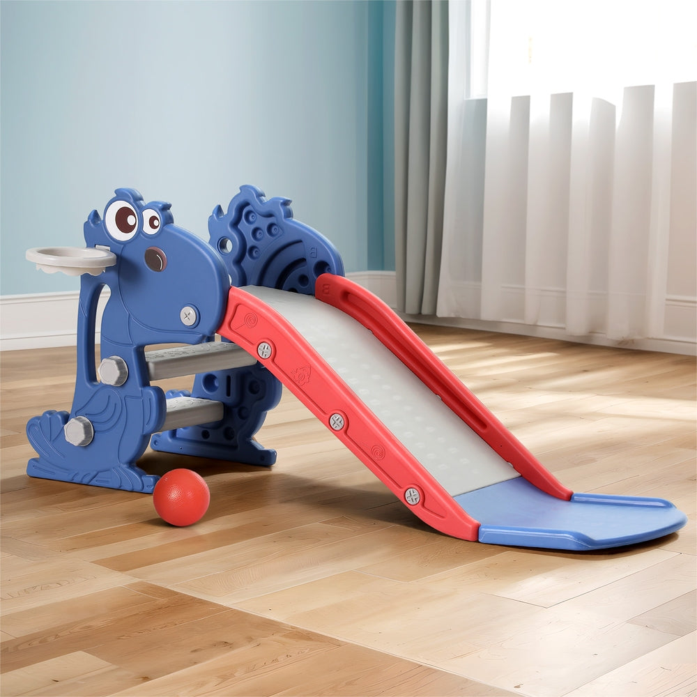 Keezi Kids Slide Set Basketball Hoop Outdoor Playground Toy Dragon 90cm Blue 5