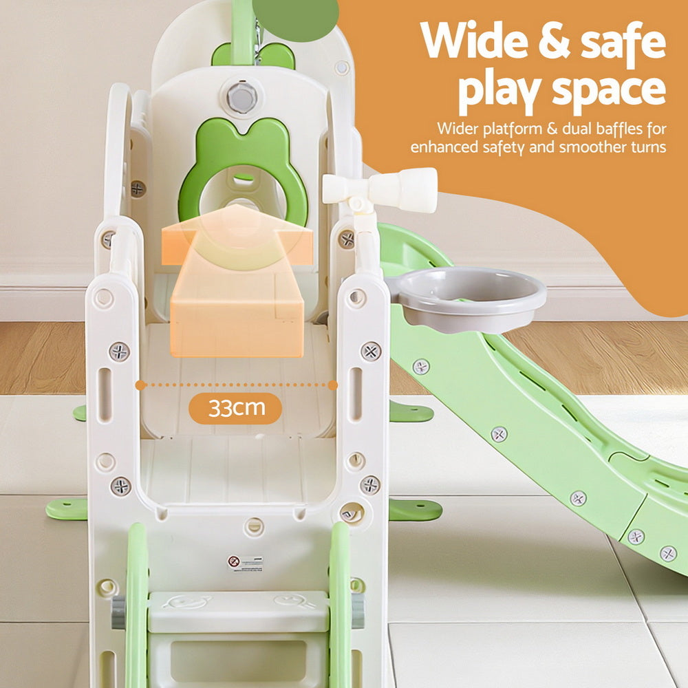 Keezi Kids Slide Swing Set Basketball Hoop Ring Football Outdoor Toys 140cm Green 6