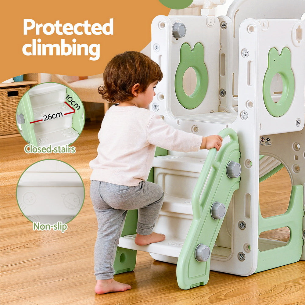 Keezi Kids Slide Swing Set Ball Hoop Rings Football Outdoor Toys Green 5