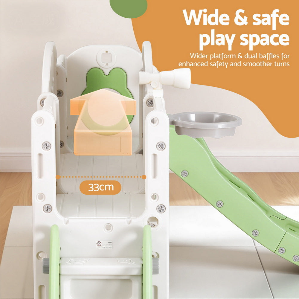 Keezi Kids Slide Swing Set Ball Hoop Rings Football Outdoor Toys Green 6