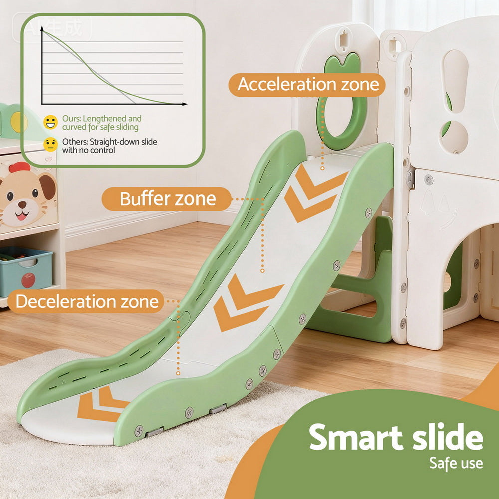 Keezi Kids Slide Swing Set Ball Hoop Rings Football Outdoor Toys Green 9