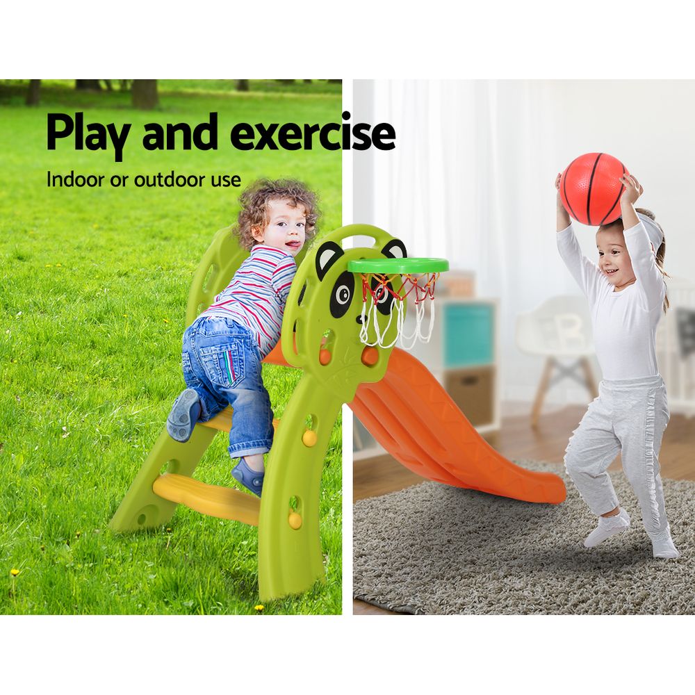 Keezi Kids Slide Set Basketball Hoop Indoor Outdoor Playground Toys 100cm Orange 5