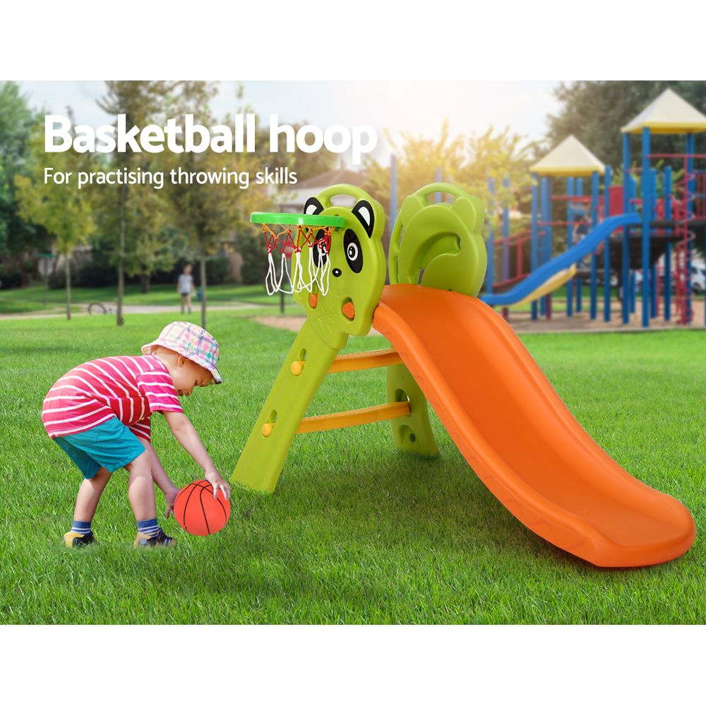 Keezi Kids Slide Set Basketball Hoop Indoor Outdoor Playground Toys 100cm Orange 7
