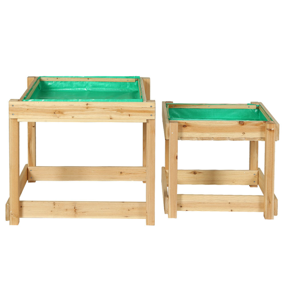 Keezi Kids Sandpit Wooden Sandbox Sand Pit Water Table Outdoor Toys 101cm 3