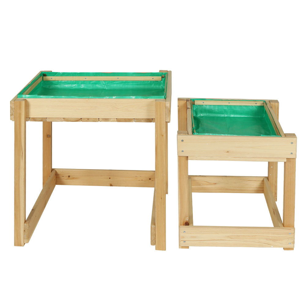 Keezi Kids Sandpit Wooden Sandbox Sand Pit Water Table Outdoor Toys 101cm 4