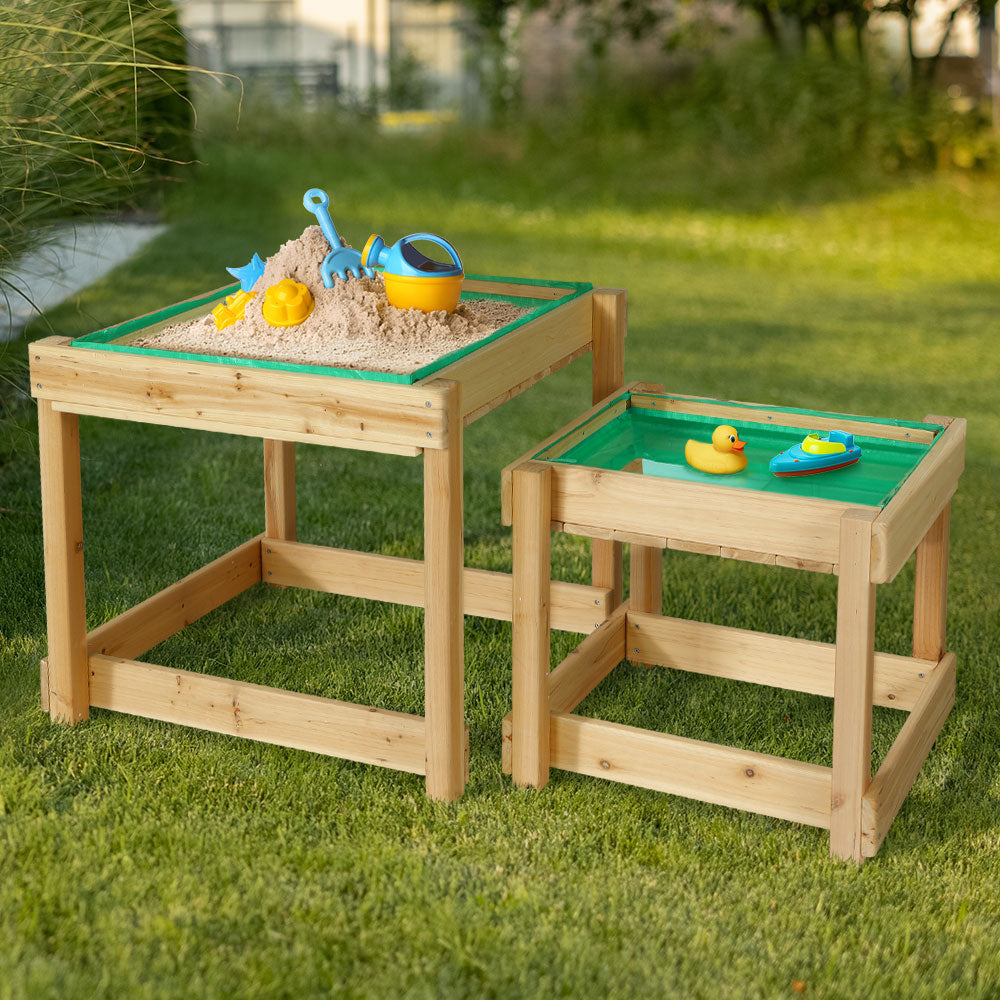 Keezi Kids Sandpit Wooden Sandbox Sand Pit Water Table Outdoor Toys 101cm 8