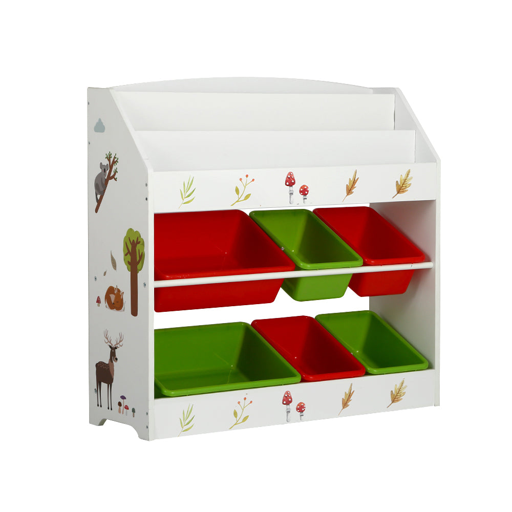 Keezi 3 Tiers Kids Bookshelf Storage Children Bookcase Toy Box Organiser Rack 6 Bins 3
