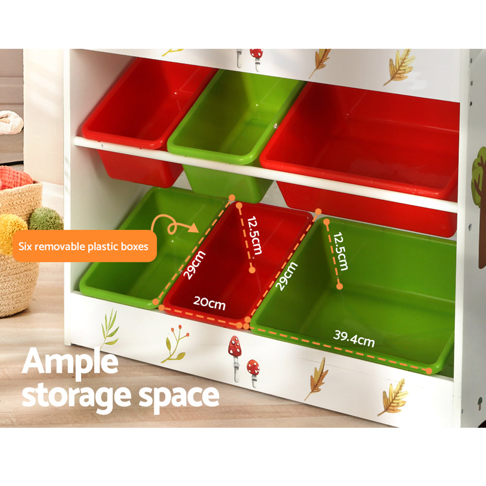 Keezi 3 Tiers Kids Bookshelf Storage Children Bookcase Toy Box Organiser Rack 6 Bins 5