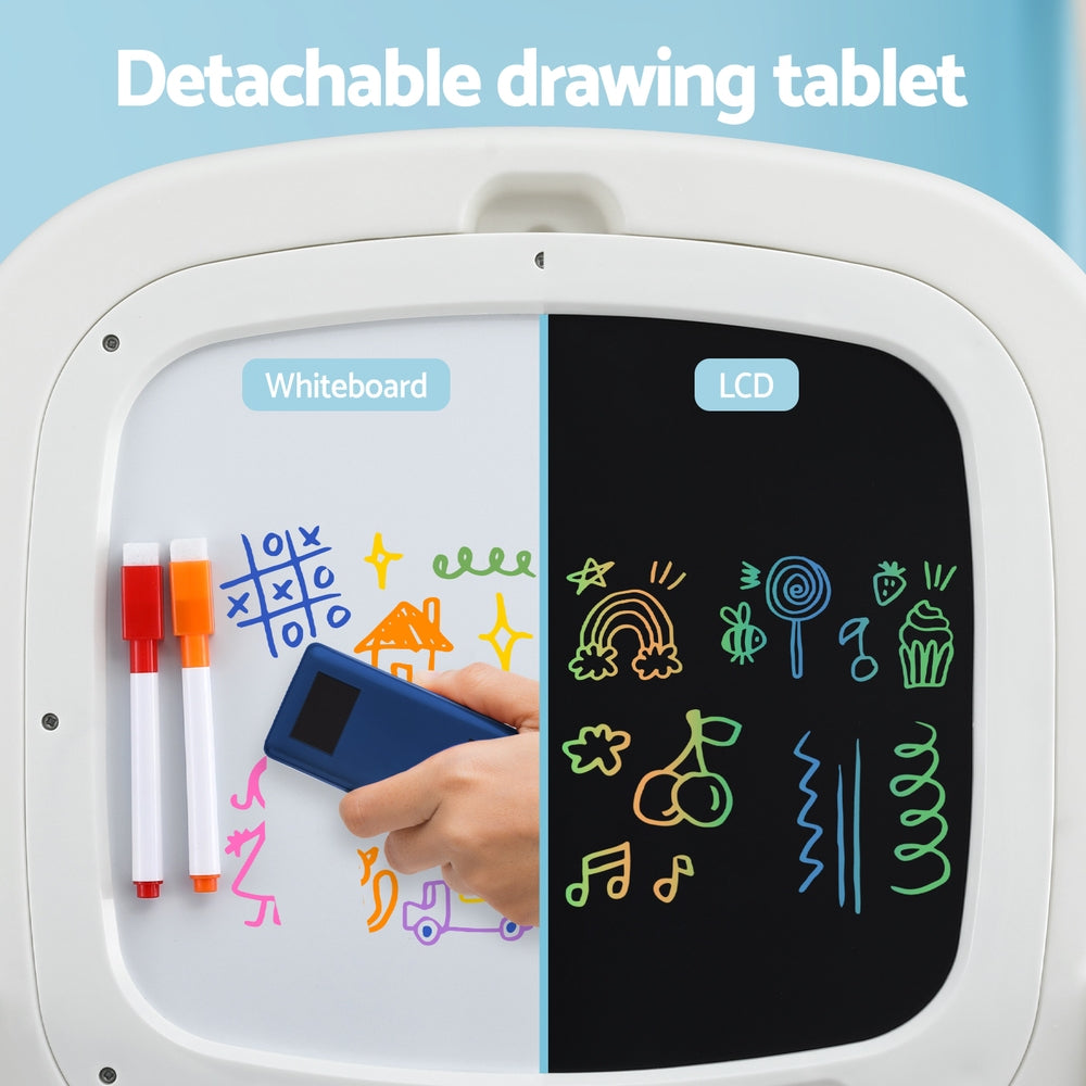 Keezi Kids Table and Chair Set 2 in 1 Easel Desk Stool w/ LCD Writing Tablet 4