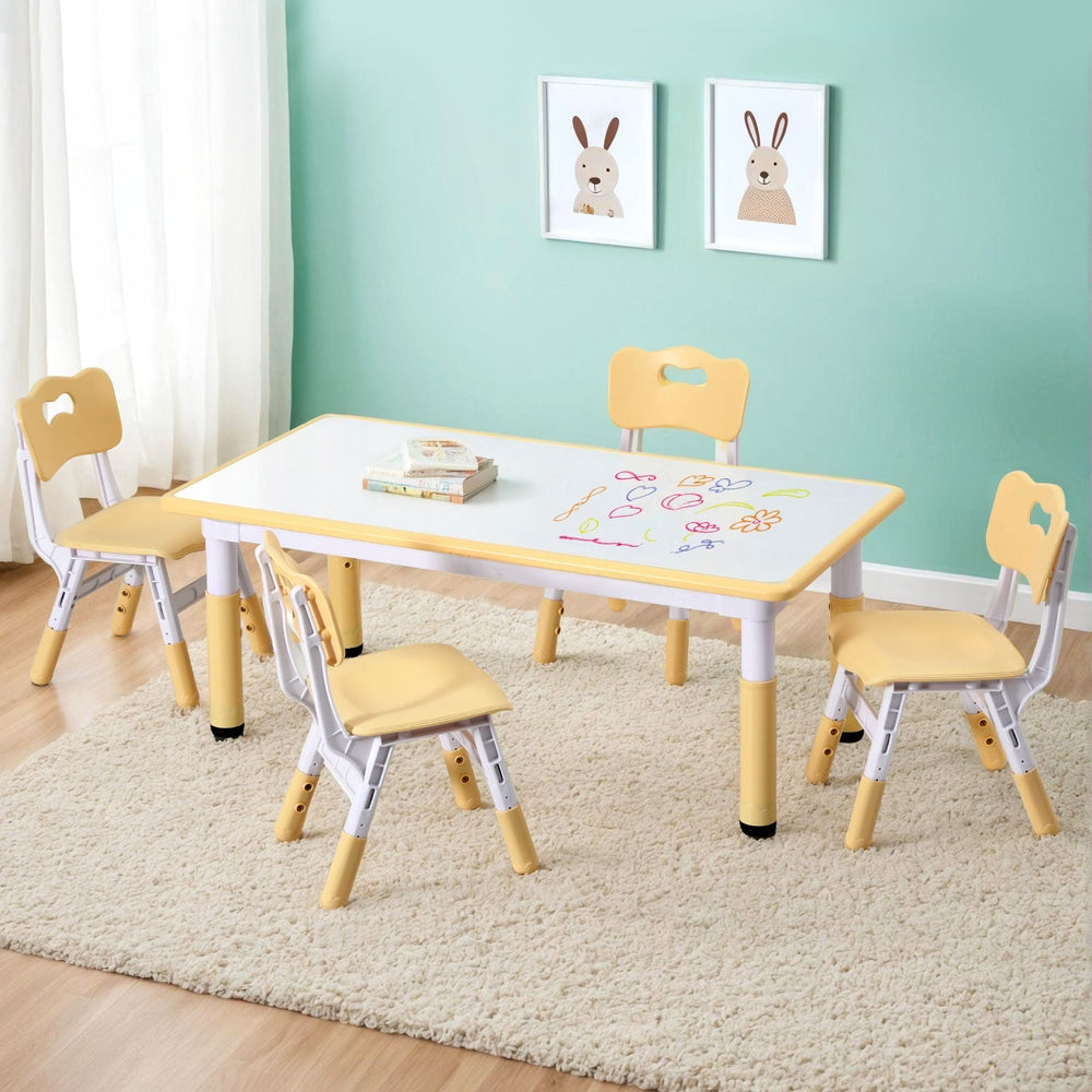 1 Keezi Kids Table and 4 Chairs Set Graffiti 7