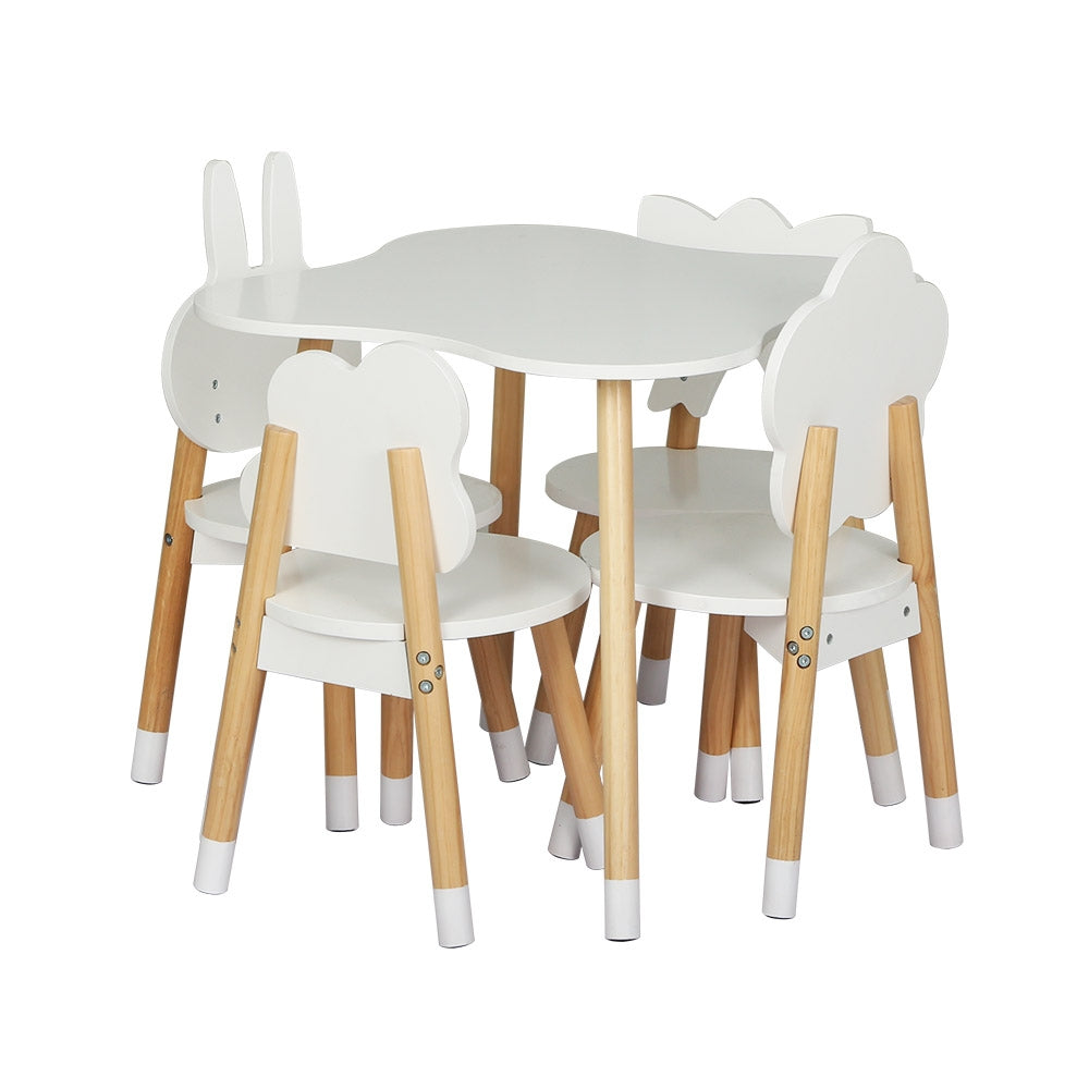 Keezi 5PCS Kids Table and Chairs Set Children Activity Study Play Desk White 3