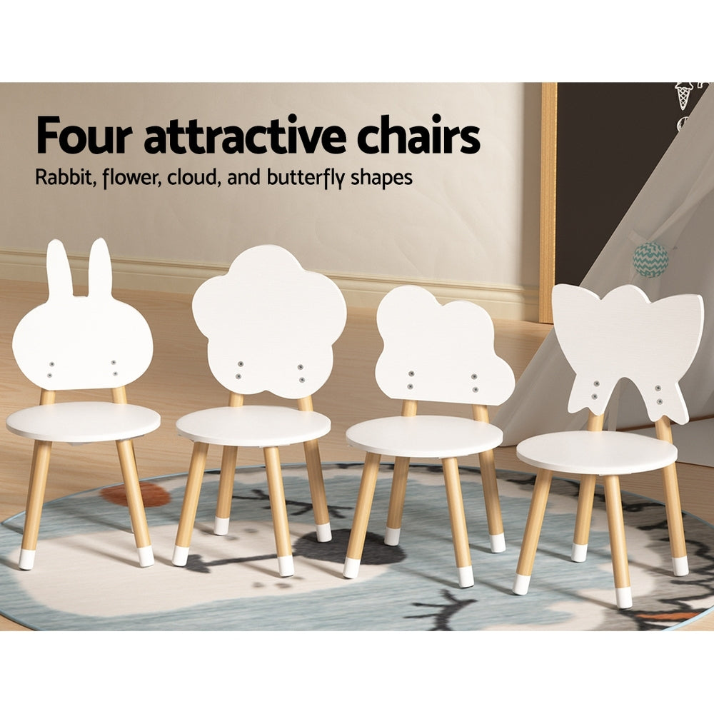Keezi 5PCS Kids Table and Chairs Set Children Activity Study Play Desk White 5