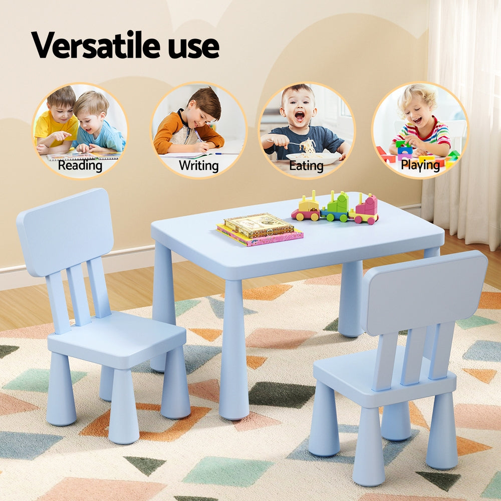 1 Keezi Kids Table and 2 Chairs Set Blue 4
