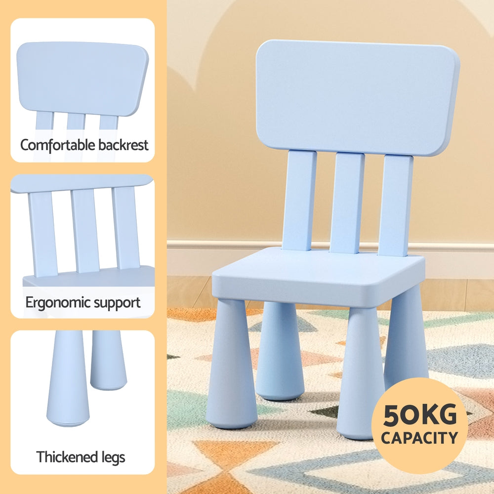 1 Keezi Kids Table and 2 Chairs Set Blue 6