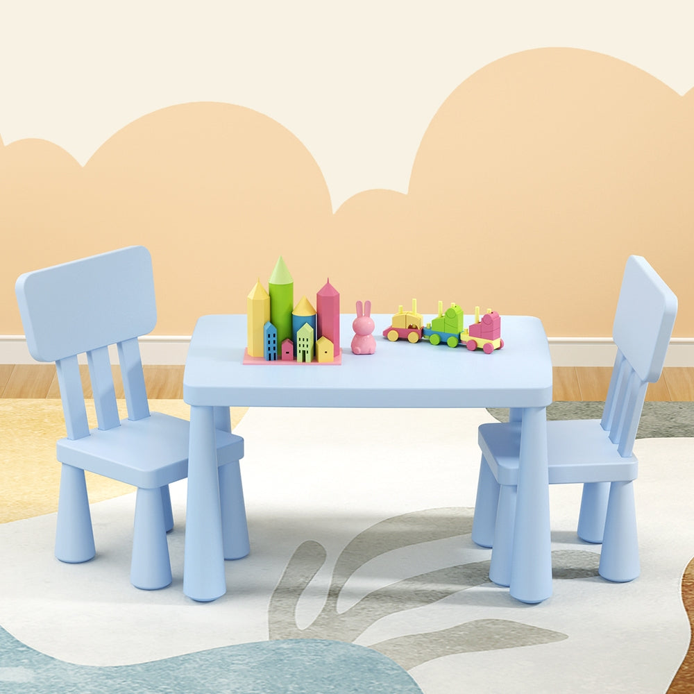 1 Keezi Kids Table and 2 Chairs Set Blue 7