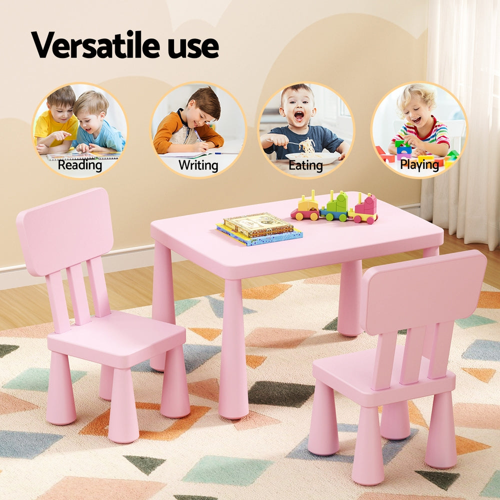 1 Keezi Kids Table and 2 Chairs Set Pink 4