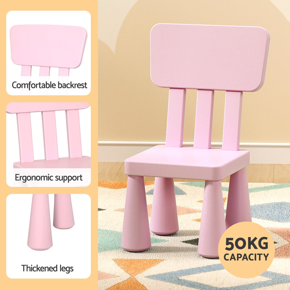 1 Keezi Kids Table and 2 Chairs Set Pink 6