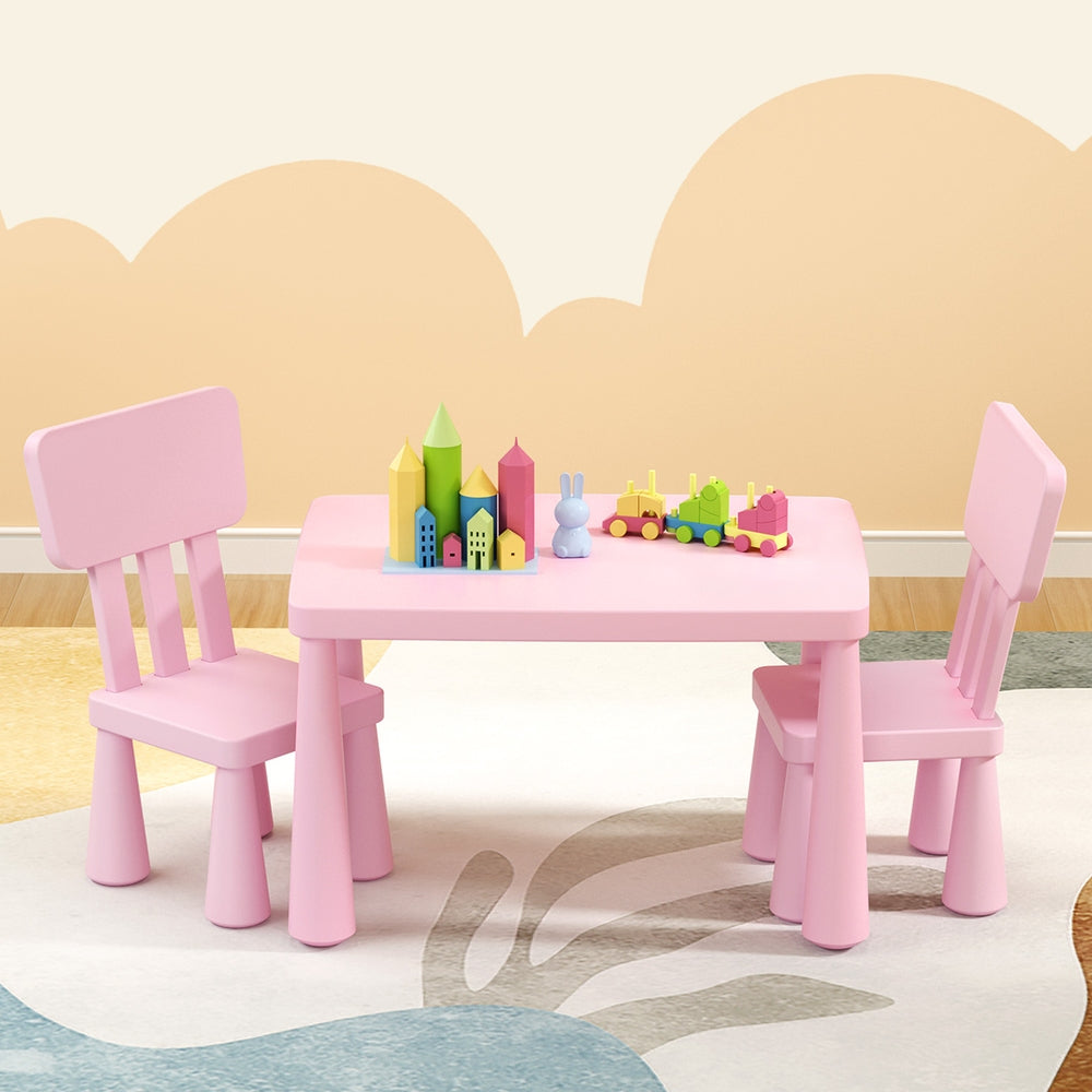 1 Keezi Kids Table and 2 Chairs Set Pink 7