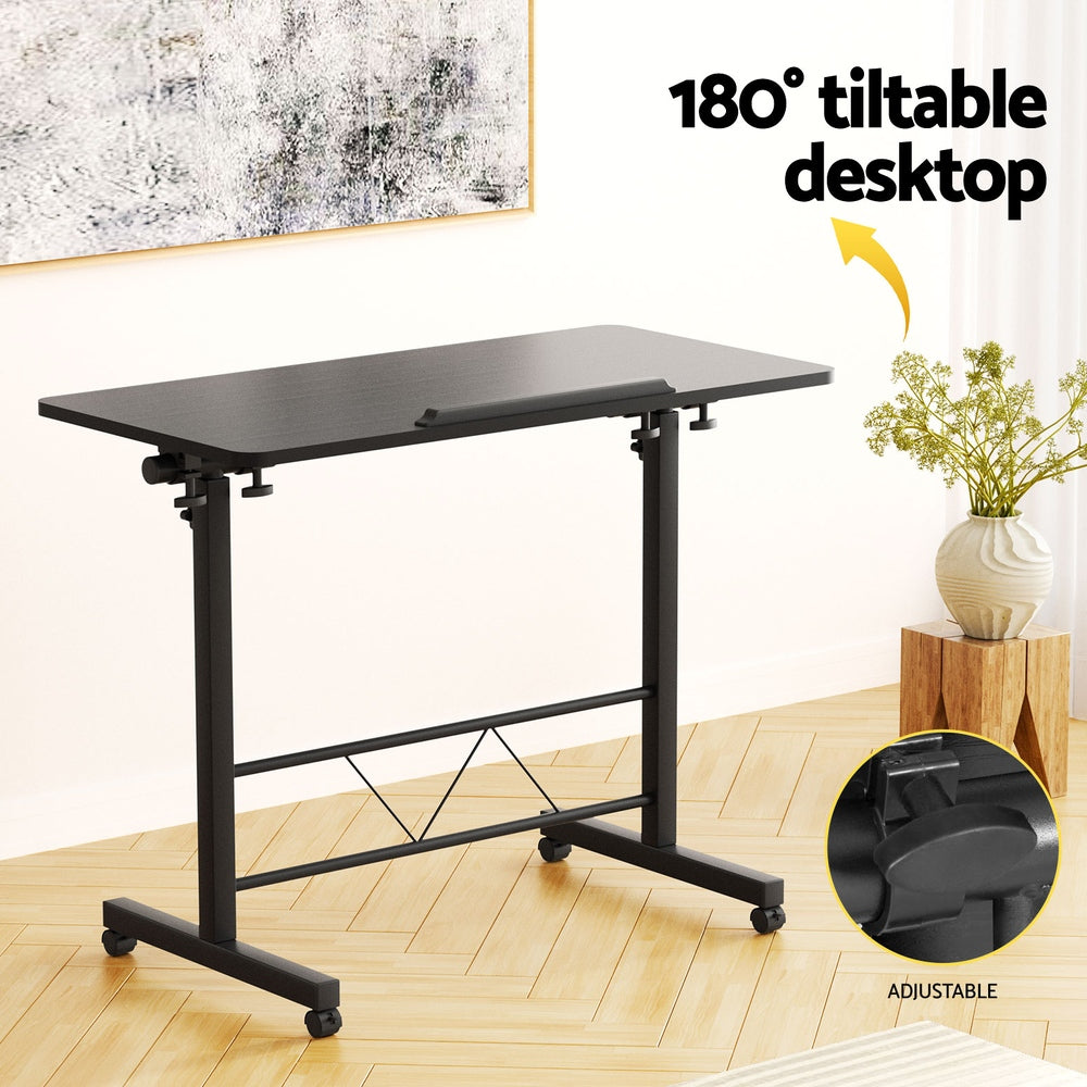 Artiss Laptop Desk Table Height Adjustable Wooden Bed Side Tables 80CM Black 4