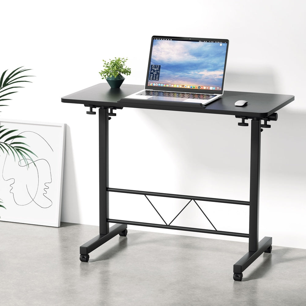 Artiss Laptop Desk Table Height Adjustable Wooden Bed Side Tables 80CM Black 7