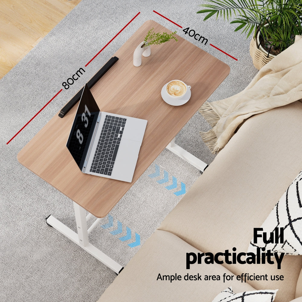 Artiss Laptop Desk Table Adjustable 80CM Light Wood 4