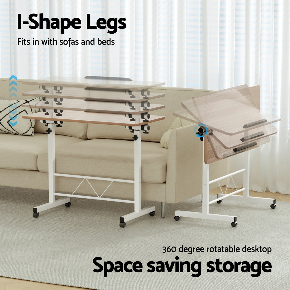 Artiss Laptop Desk Table Adjustable 80CM Light Wood 5