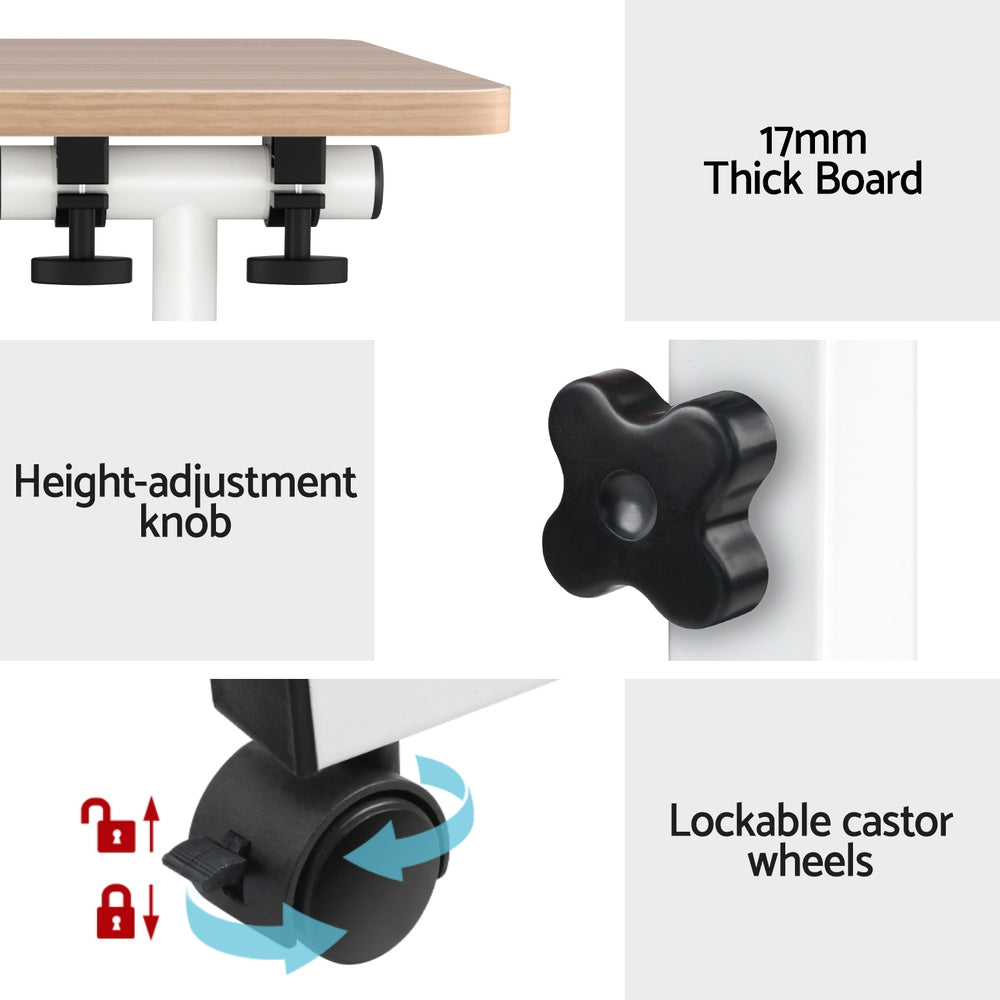 Artiss Laptop Desk Table Adjustable 80CM Light Wood 6