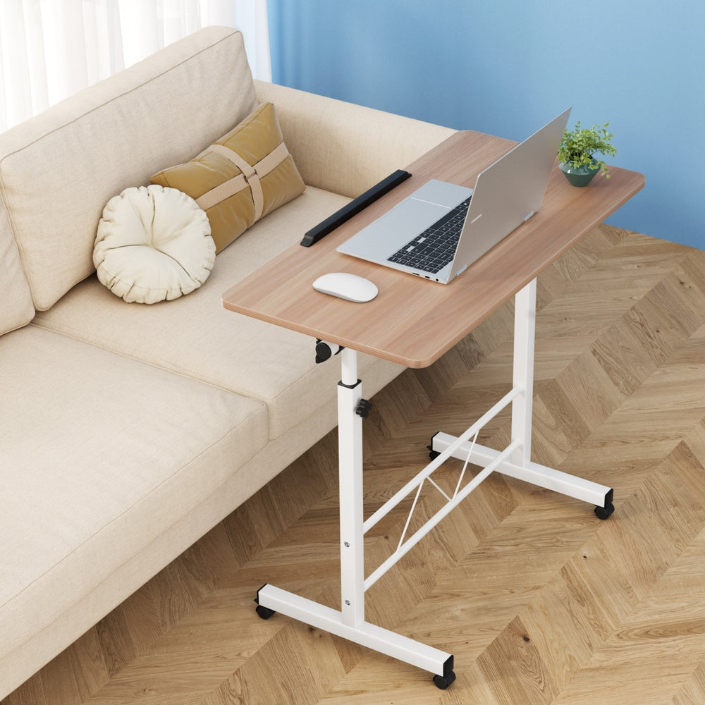 Artiss Laptop Desk Table Adjustable 80CM Light Wood 8