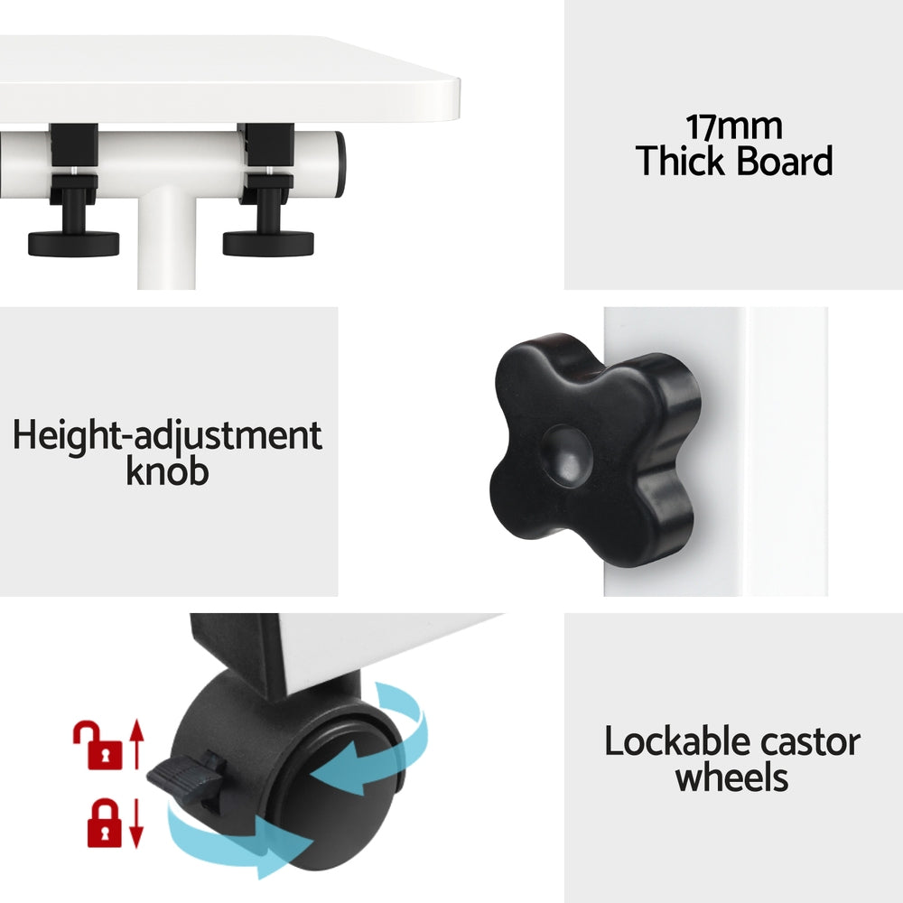 Artiss Laptop Desk Table Adjustable 80CM White 6