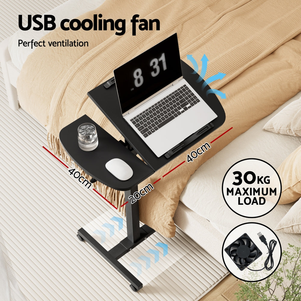 Artiss Laptop Desk Table Fan Cooling Black 60CM 4