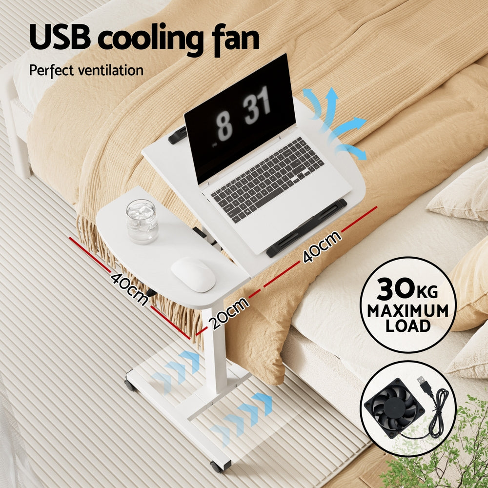 Artiss Laptop Desk Table Fan Cooling White 60CM 4