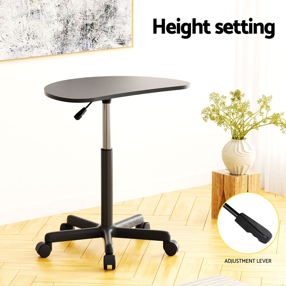 Artiss Laptop Desk Portable Height Adjustable Table Caster Wheels 60CM Black 4