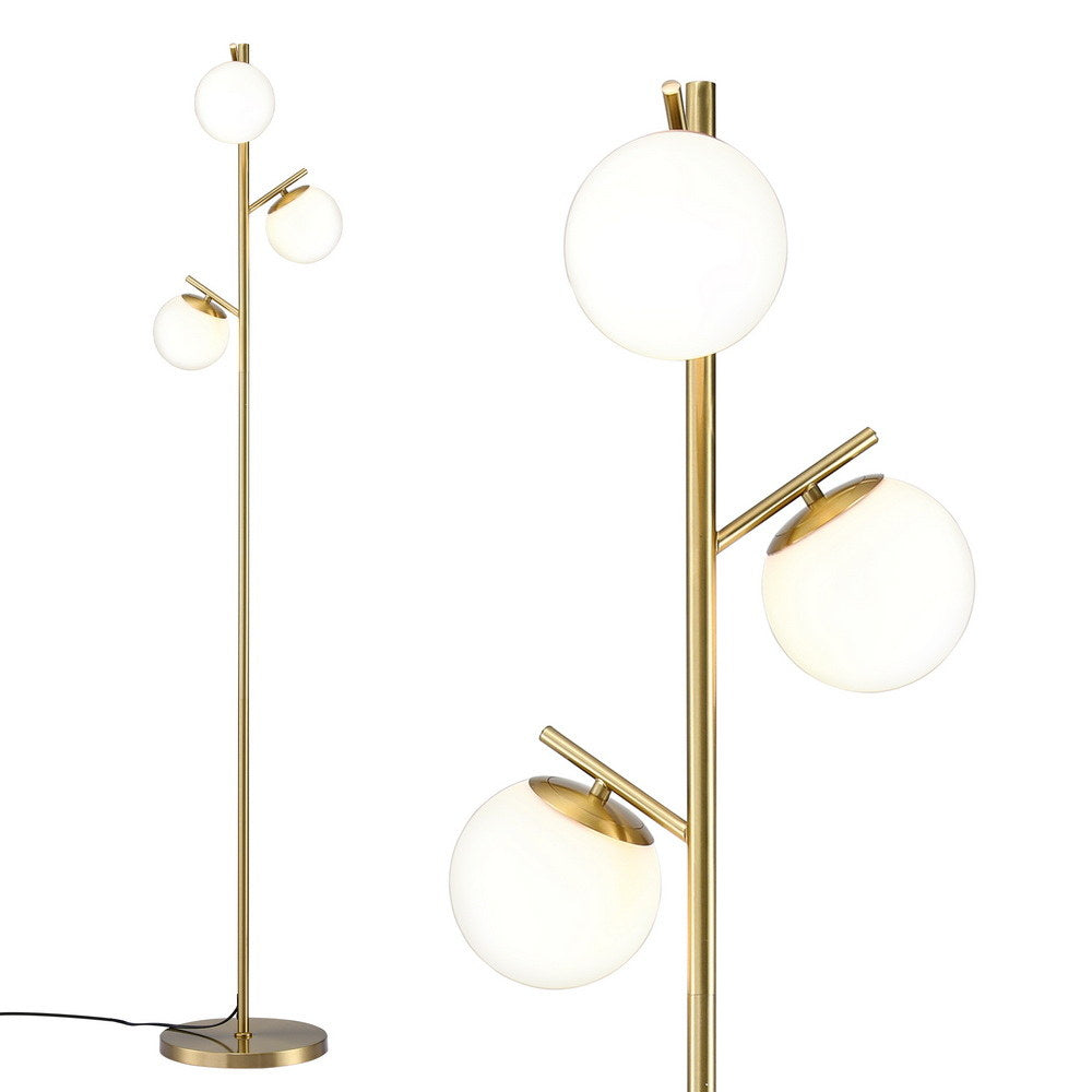 Artiss 3-Light Tree Floor Lamp 165cm Tall Standing Light with Sphere Glass Shades for Modern Homes 5