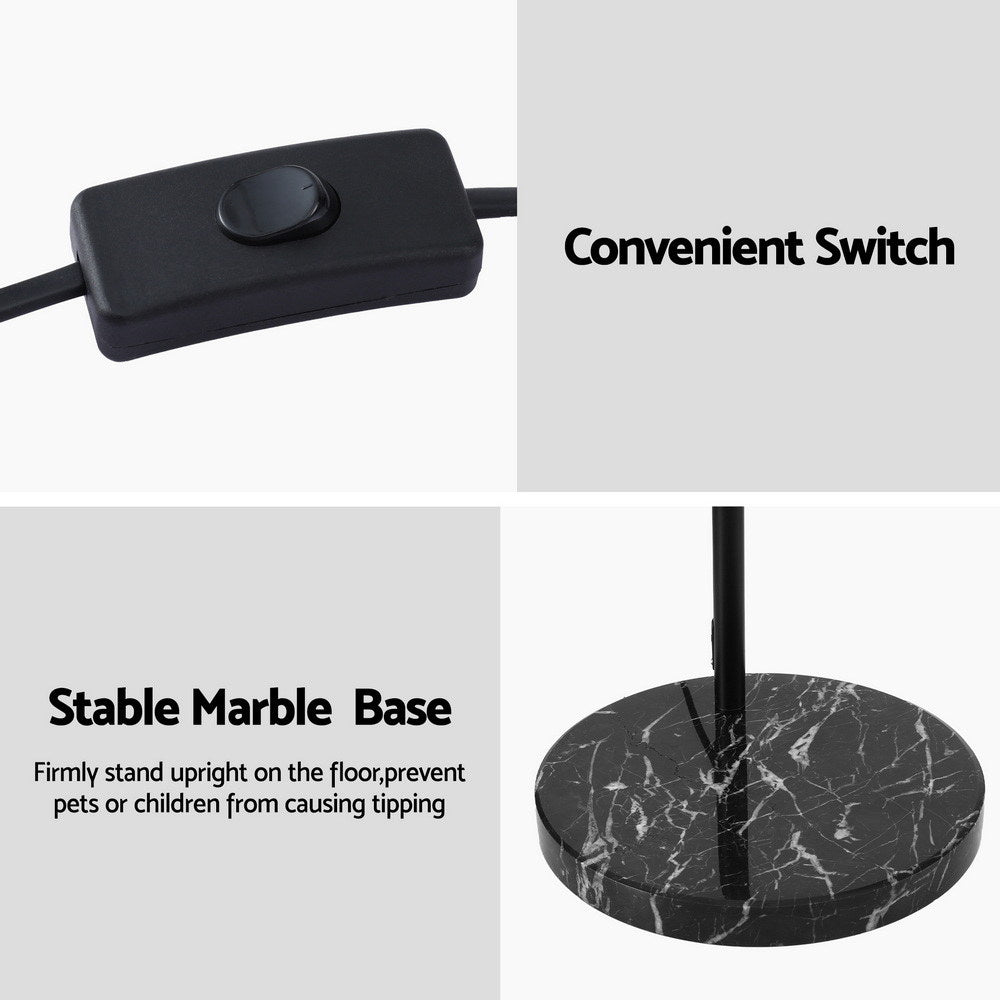 Artiss Modern Arched Floor Lamp Black Standing Heavy-Duty Marble Base for Living Room Bedroom 4