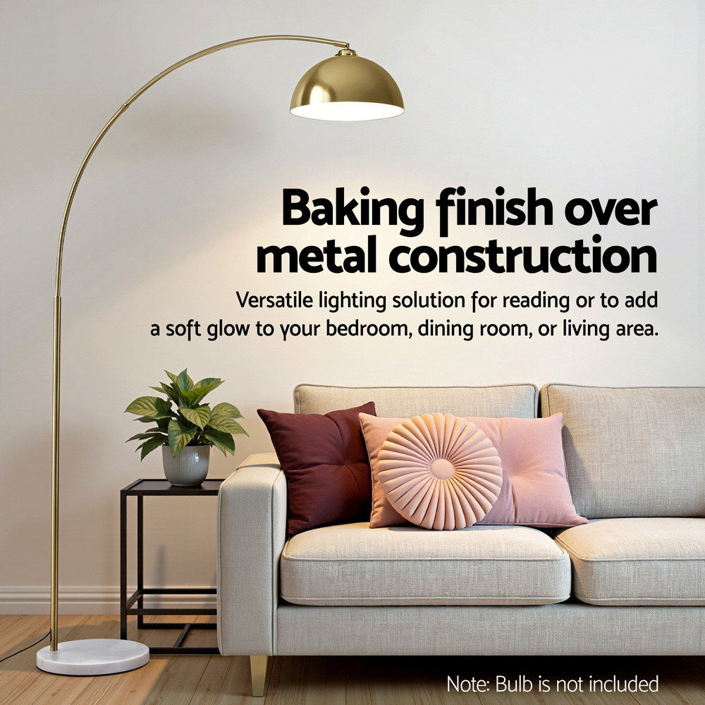 Artiss Modern Arched Floor Lamp Gold Brass Standing Heavy-Duty Marble Base for Living Room Bedroom 4