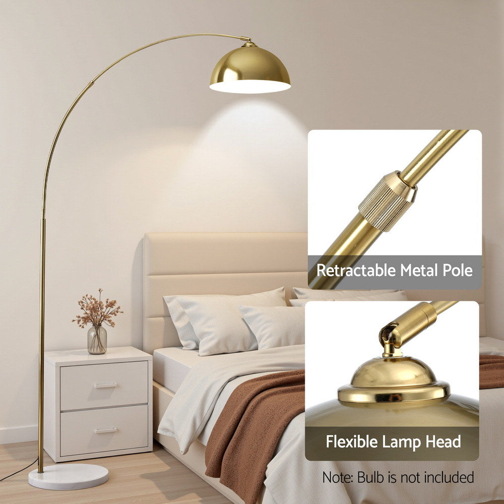 Artiss Modern Arched Floor Lamp Gold Brass Standing Heavy-Duty Marble Base for Living Room Bedroom 5
