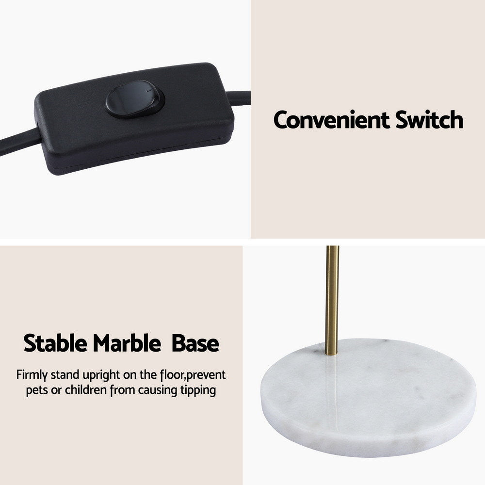 Artiss Modern Arched Floor Lamp Gold Brass Standing Heavy-Duty Marble Base for Living Room Bedroom 6