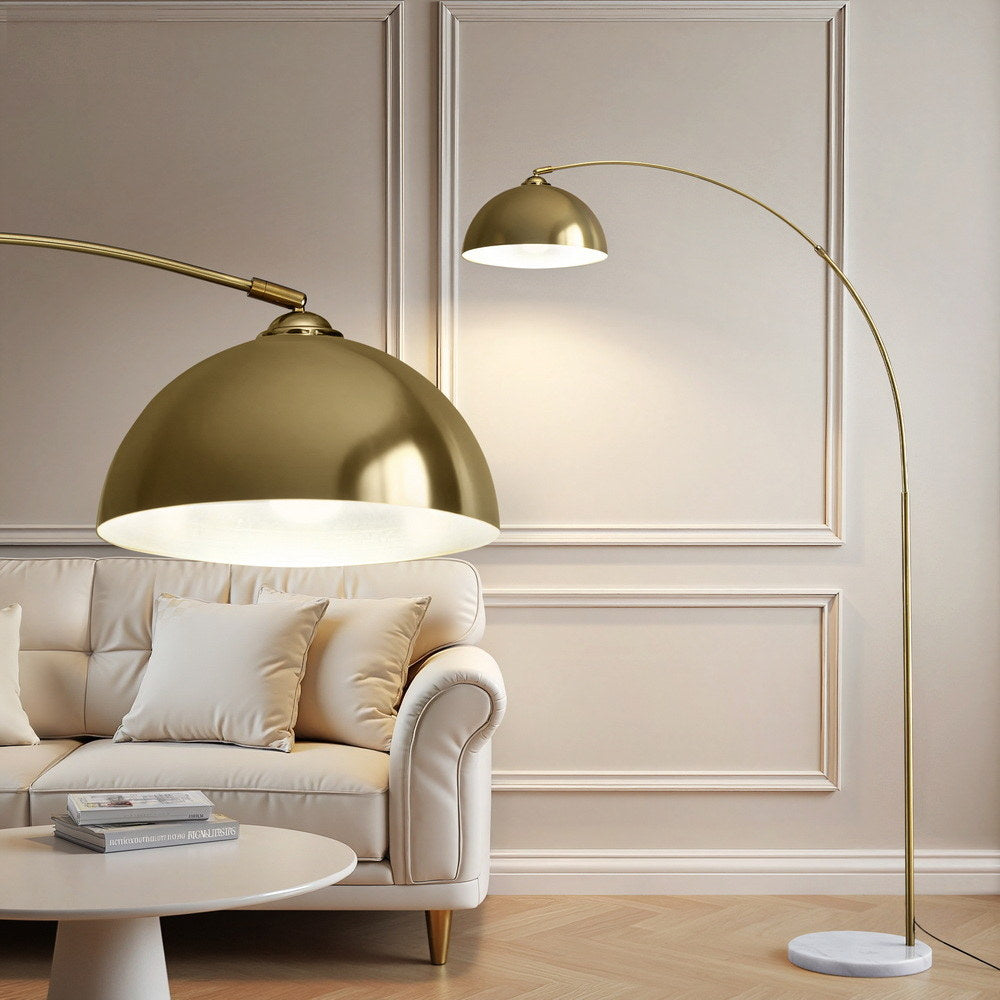 Artiss Modern Arched Floor Lamp Gold Brass Standing Heavy-Duty Marble Base for Living Room Bedroom 7
