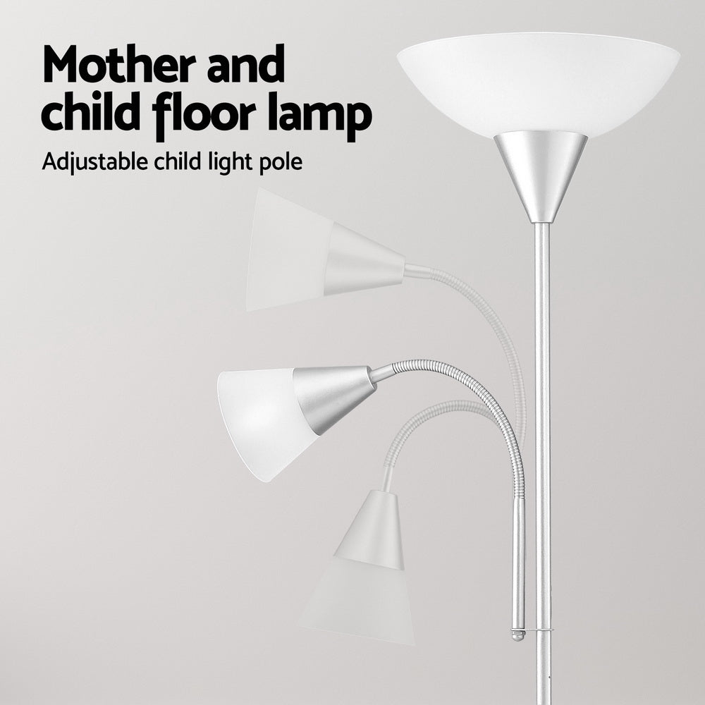 Artiss Floor Lamp Mother and Child Modern Home Living Room Office Reading Silver 5