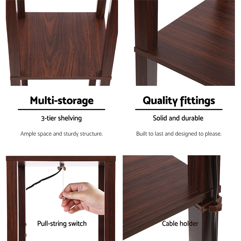 Artiss Floor Lamp 3 Tier Shelf Storage LED Light Stand Home Room Vintage White 6