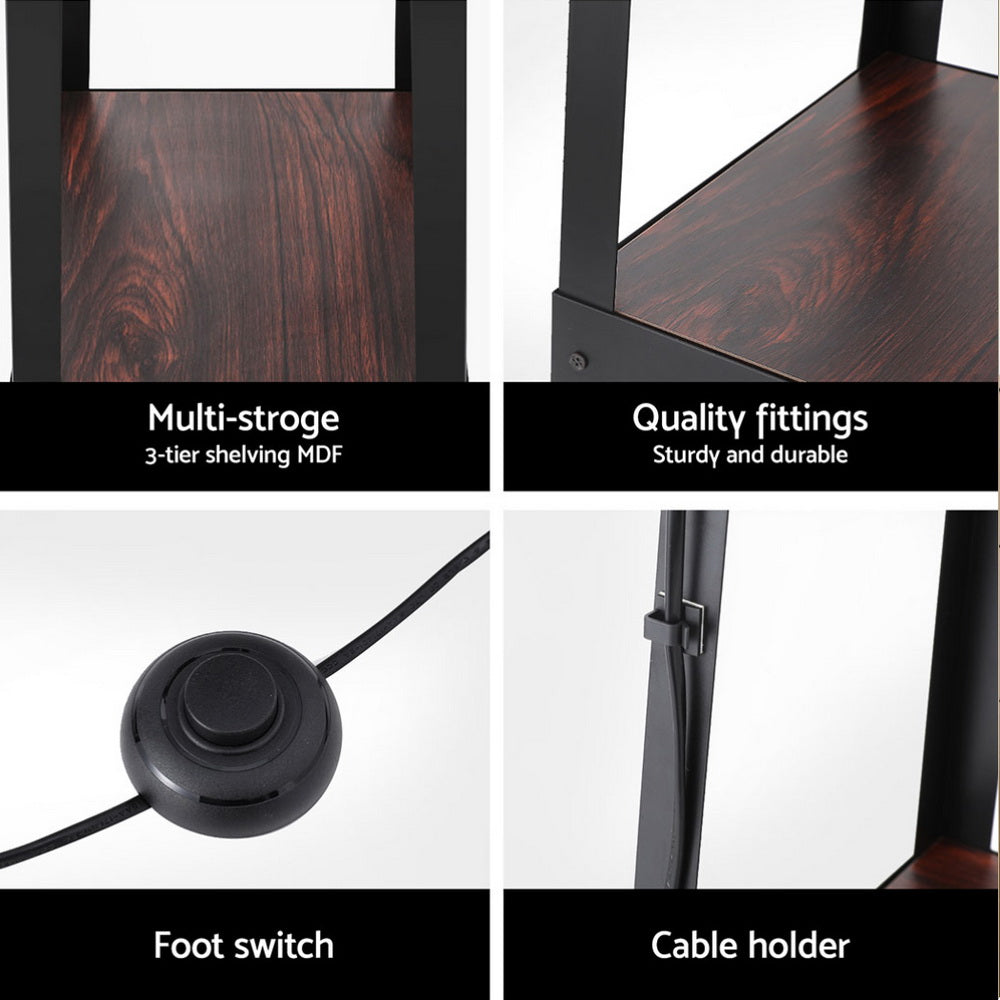 Artiss Floor Lamp 3 Tier Shelf Storage LED Light Stand Home Room Vintage White 6