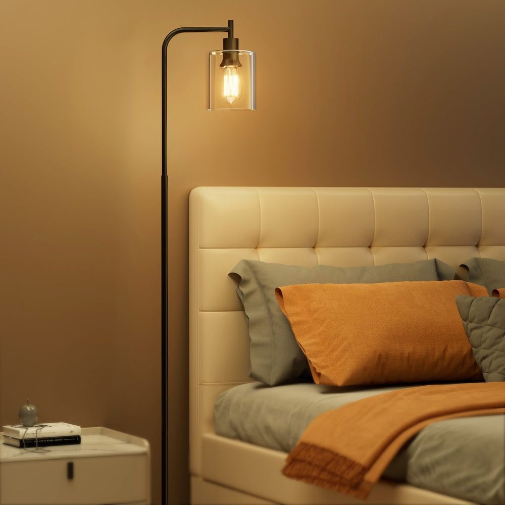 Artiss Floor Lamp Light Stand Modern Home Living Room Office Reading Glass Shade Black 4