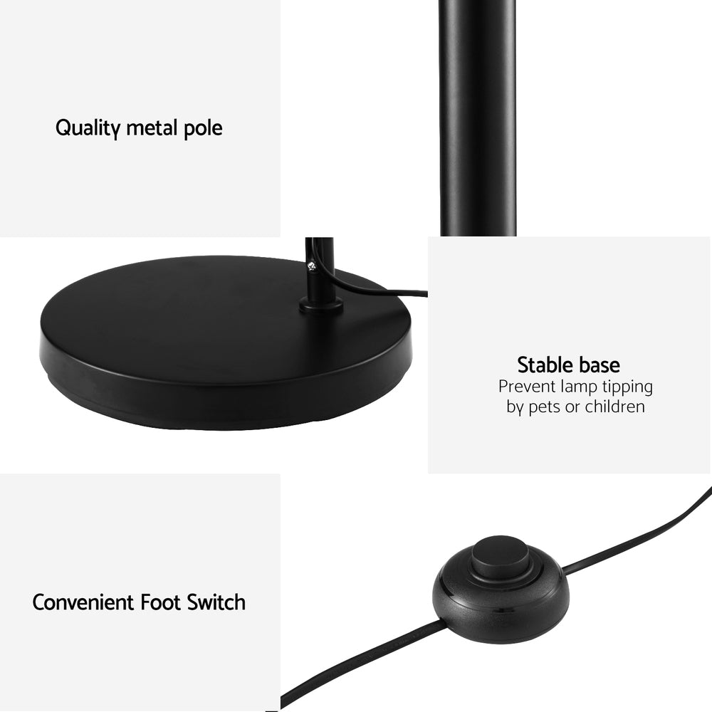 Artiss Floor Lamp Light Stand Modern Home Living Room Office Reading Glass Shade Black 6