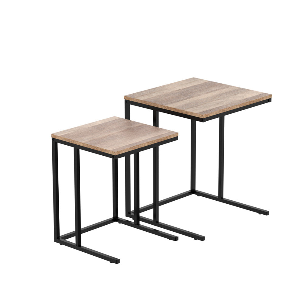 Artiss Nesting Coffee Table Sef of 2 Walnut Brok 7
