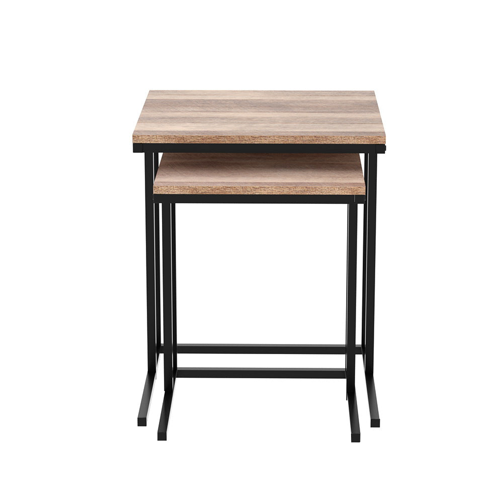 Artiss Nesting Coffee Table Sef of 2 Walnut Brok 3